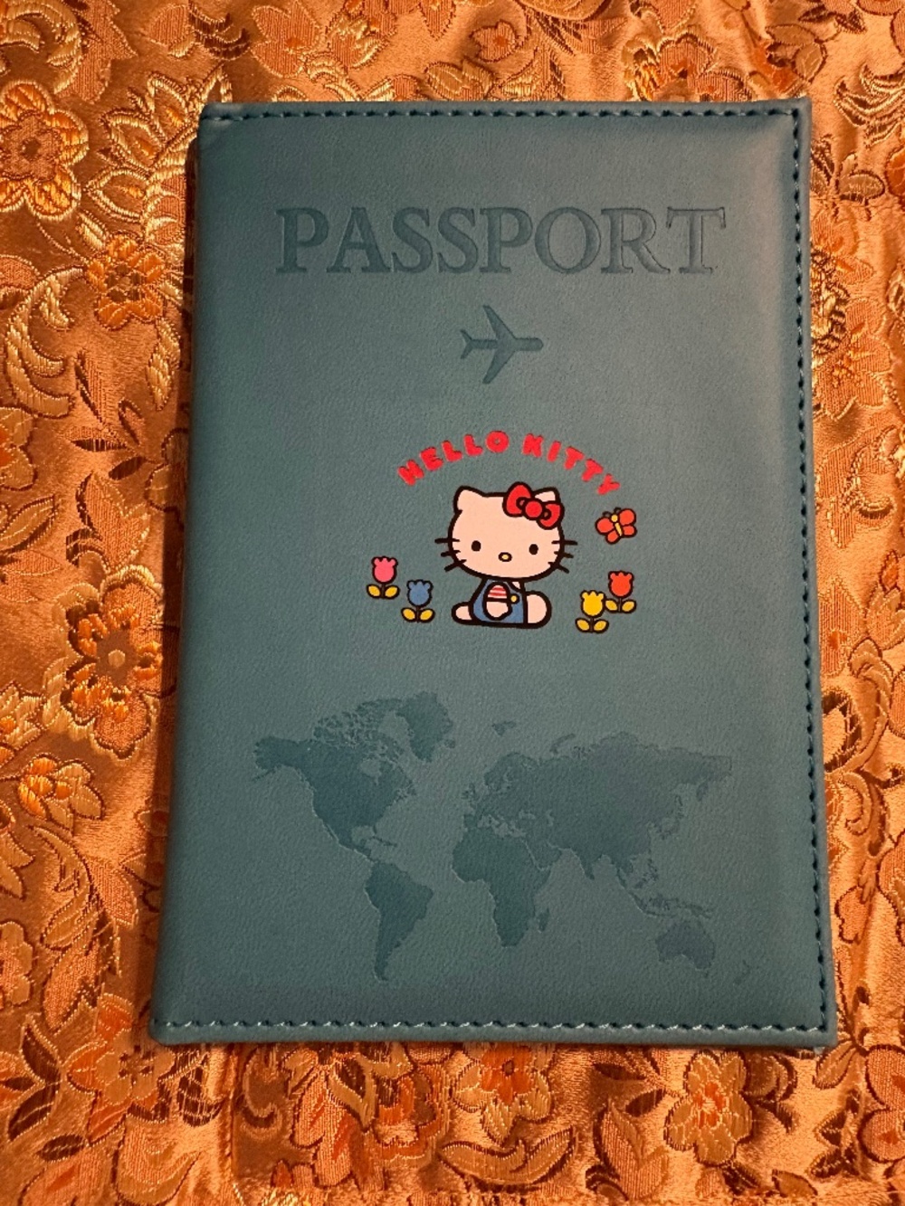 Hello Kitty Teal Blue Passport Holder Travel Wallet Organizer